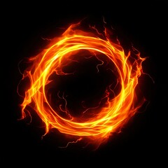 an orange lightning swirl  on black background