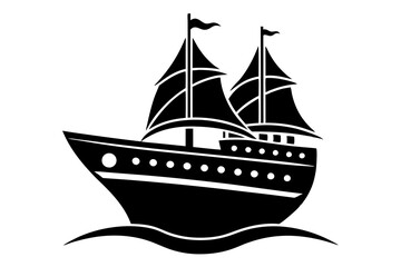 ship on the sea.ship, icon, bulk, cargo, sea, dry, port, cruise, container, commercial, vessel, oil, wireframe, lpg, tanker, carrier, big, reefer, lng, passenger, vector, illustration, watercolor, tec