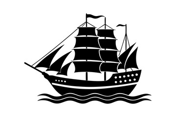 Cargo and passenger vessels icon set. Cargo and passenger ships silhouette on white. Vector illustration