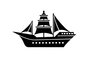 Cargo and passenger vessels icon set. Cargo and passenger ships silhouette on white. Vector illustration