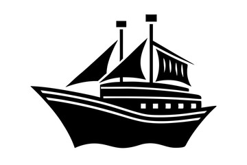 Cargo and passenger vessels icon set. Cargo and passenger ships silhouette on white. Vector illustration