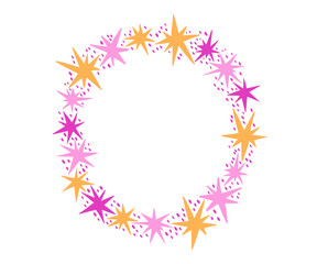 Frame with stars in flat style. A frame for a photo or story, decoration. Hand drawn vector illustration.