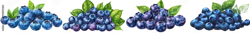 Poster the blueberry is clipped with a clipping path on a white background, with a full depth of field, and