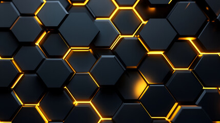Obraz premium gold geometric hexagon three dimension abstract background,Blue and orange hexagons, Modern background, Modern wallpaper