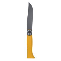Realistic 3D rendering of a kitchen knife with a yellow handle