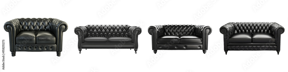 Poster isolated chesterfield sofa on a transparent background