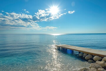 Obraz premium Summer Beach Sea Tourism Vacation Sun Sky Water Photo Design , ai