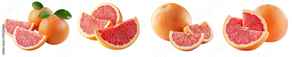 Poster full-depth of field, clipping path, and isolated grapefruit on white background