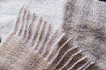 Wool scarf. Wool. Light scarf. Plaid. Handmade. Cold. Winter. Autumn. Winter atmosphere. illness.