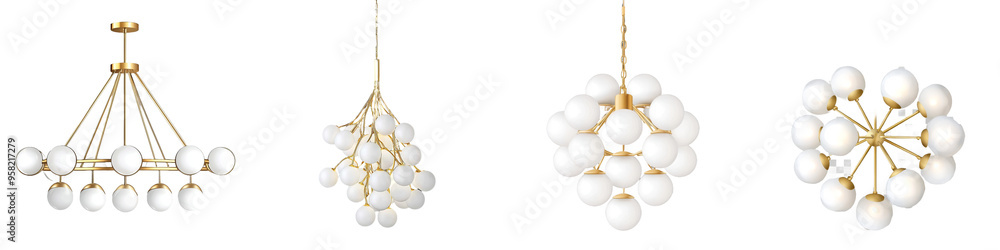 Poster front view of sputnik chandelier on a transparent background