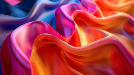 Obraz premium Wavy ribbons in vibrant colors with dynamic flow and motion.