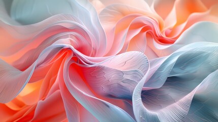 Obraz premium Intertwined abstract shapes with soft pastel colors and intricate textures.