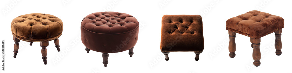 Poster the front view of an ottoman furniture piece is isolated on a transparency background.