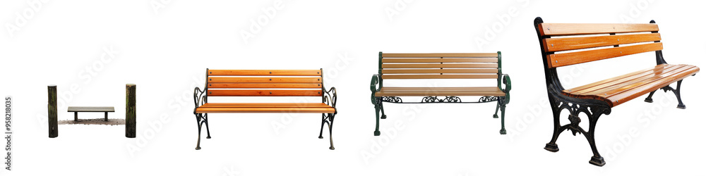 Poster Front view of bench with full length isolation on transparency