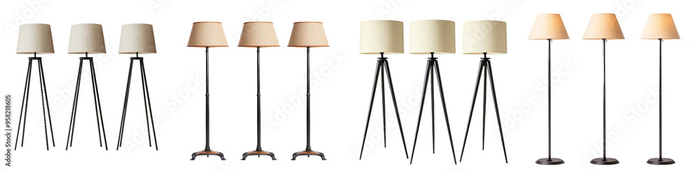 Poster Full length front view of a floor lamp isolated on a transparency background