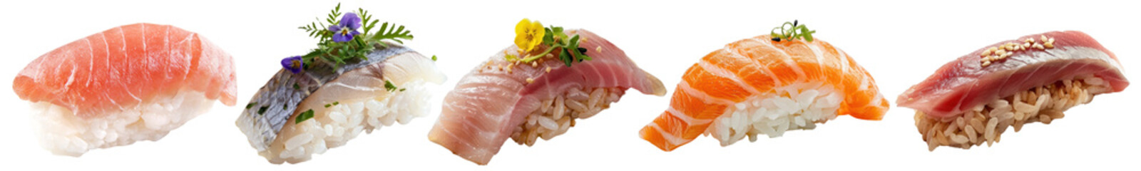 Omakase sushi png cut out element set