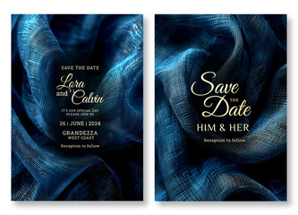 Elegant blue textile texture art invitation template design, Luxury invitation card background, wooden texture, swril art, Hand drawn texture design, invitation, abstract background, cover template