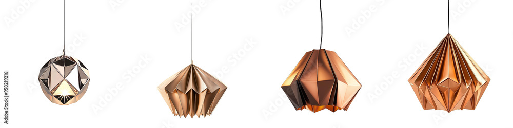 Poster isolated origami-inspired light fixture on transparent background