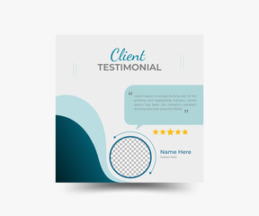 Corporate client testimonials or customer feedback social media post web banner square templates.