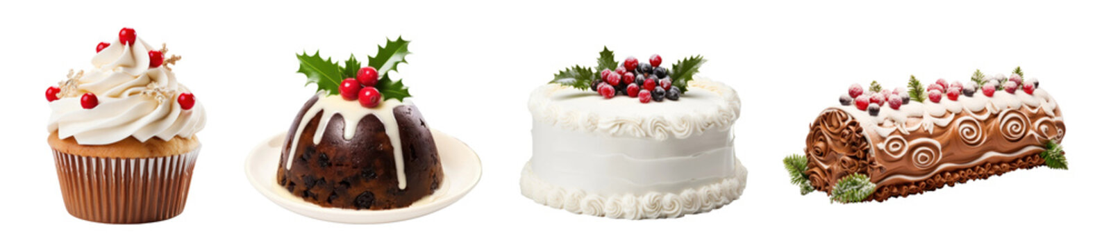 Christmas dessert png cut out element set