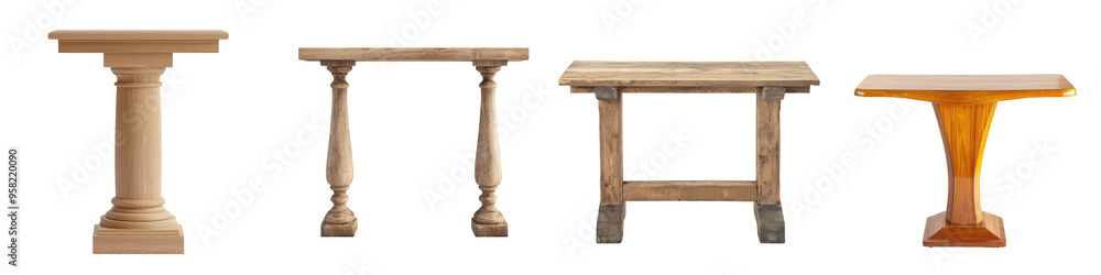 Poster A full length view of the front of a console table isolated on a transparent background