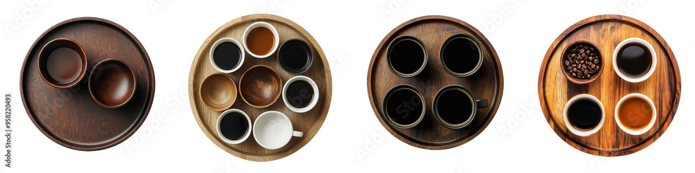 Poster Isolated top view of a coffee table on a transparent background