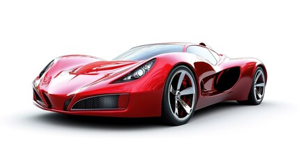 Fototapeta premium Sleek and Shining Super Car Displayed on a White Background, Highlighting Its Polished Finish and Cutting-Edge Design.