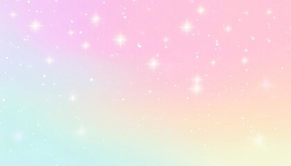 Magical background with sparkling stars on a pastel colored gradient