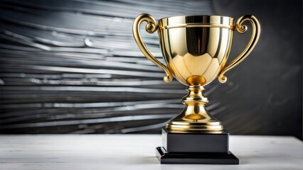 champion golden trophy isolated on black background