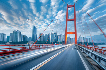 Fototapeta premium Steel bridge in the city