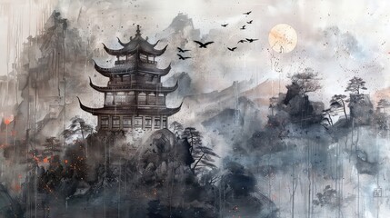  Illustration Of China Landmarks,  Generative AI