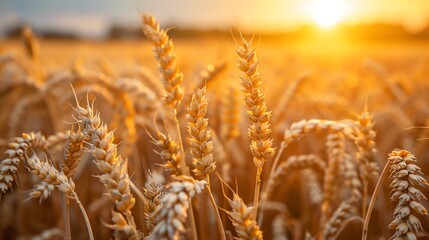 Fototapeta premium Wheat straw field background. Agriculture background.