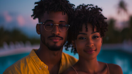 Couple Celebrating With Sparklers The Beach