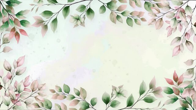 Wedding flower watercolor composition frame with floral background seamless loop animation