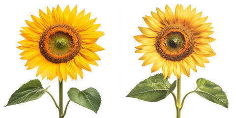 Bright Yellow Sunflowers with Green Leaves - Perfect for Summer Designs