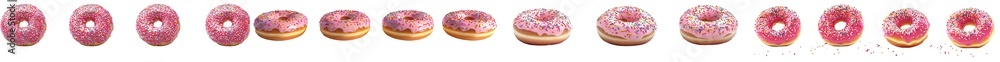 Poster An icon collection of cartoon donuts floating on a transparency background