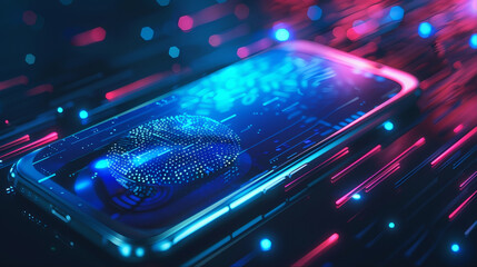 Obraz premium fingerprint mobile phone technology concept