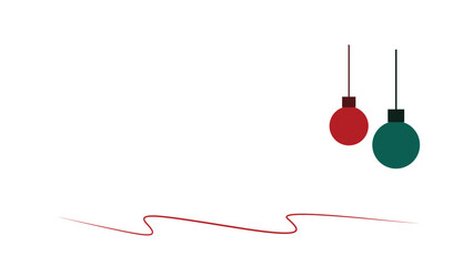Stylized image of Christmas balls and a wavy line on a white background. Christmas card. Vector illustration