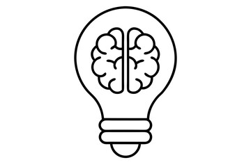 Light bulb with brain inside vector flat icon. Creative idea, innovation and creativity concept.