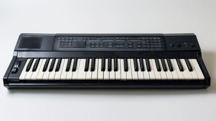 Digital keyboard instrument with black and white keys, ideal for music production and practice.