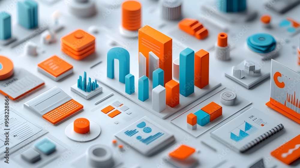 Poster high contrast minimalist infographic icon set for clear data visualization