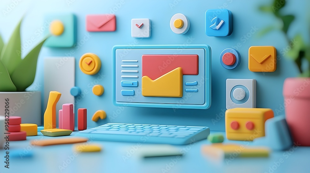 Poster minimalist 3d rendered professional icons for business slides and presentations