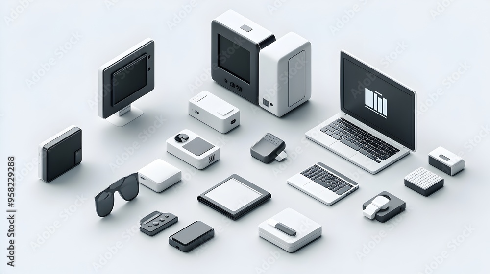Aufkleber monochrome flat design icon set for minimal presentation slides
