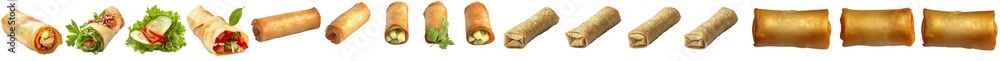 Poster an egg roll collection with a transparent background at its top