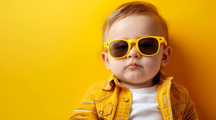 Cute boy wearing sunglasses in summer