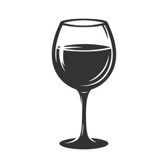 Vector wineglass silhouette. vector icon on white background