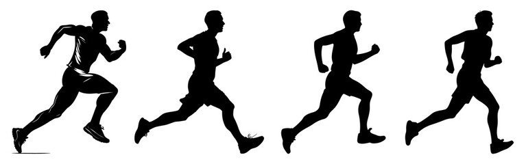 Silhouette runner full body png cut out element set