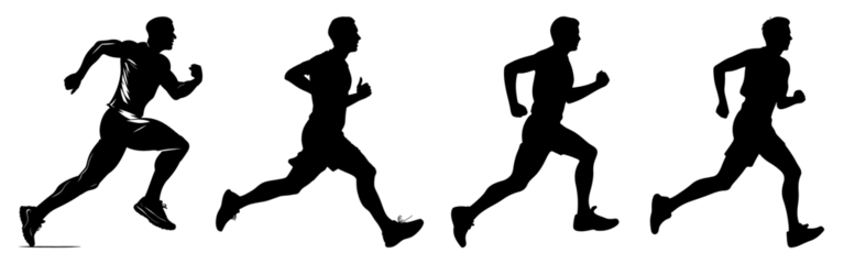 Silhouette runner full body png cut out element set