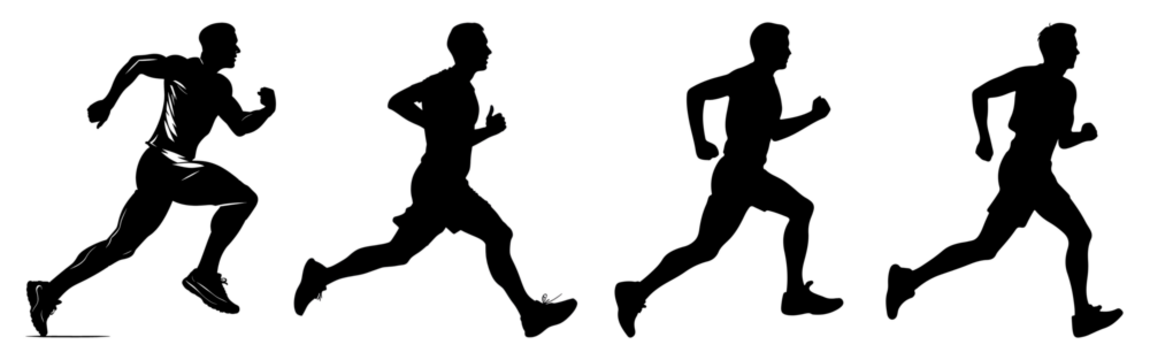Silhouette runner full body png cut out element set - Powered by Adobe