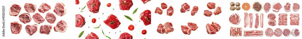 Poster full length view of pork leg collection on transparency